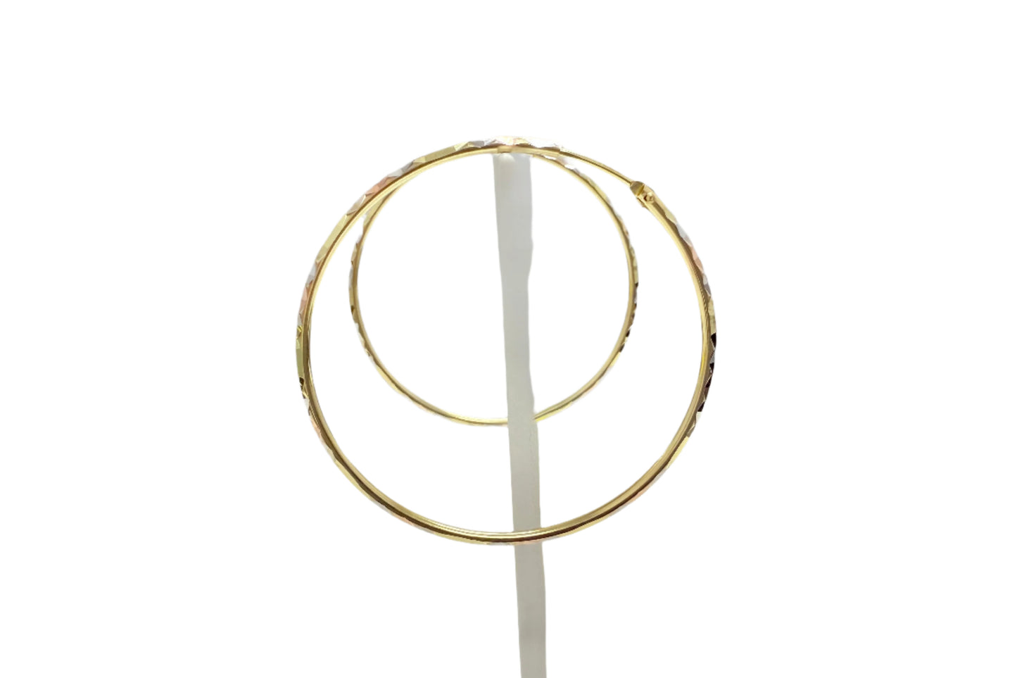 52mm Diamond Cut Three Tone Hoop Earrings