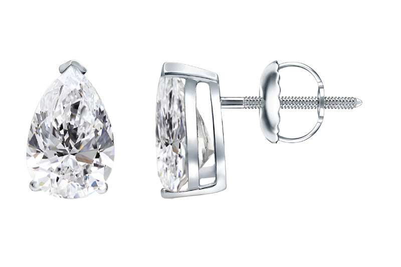 4 ctw Pear Diamond Solitaire Certified Stud Earrings