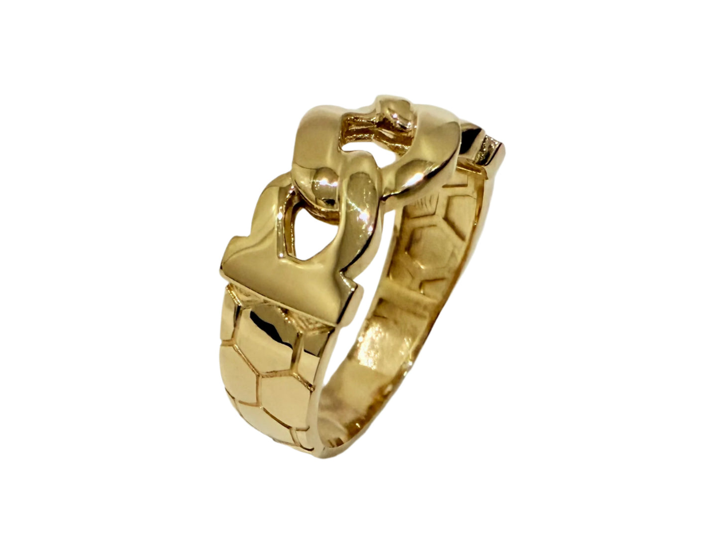 8.5mm Honeycomb Cuban Link Ring