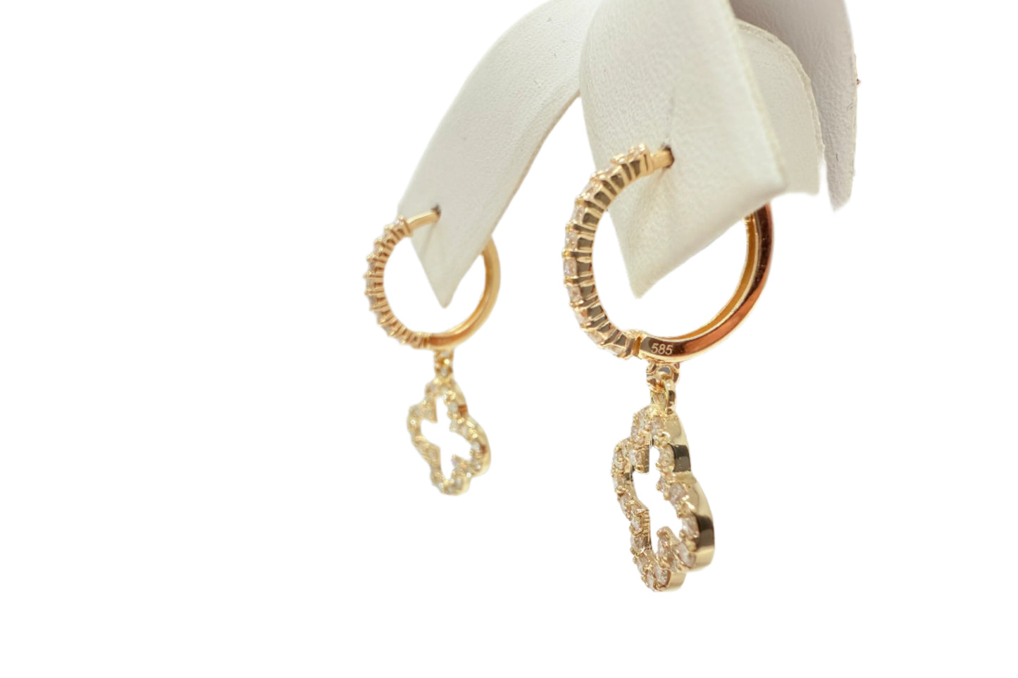 .72 ctw Flower Clover Diamond Hoop Earrings