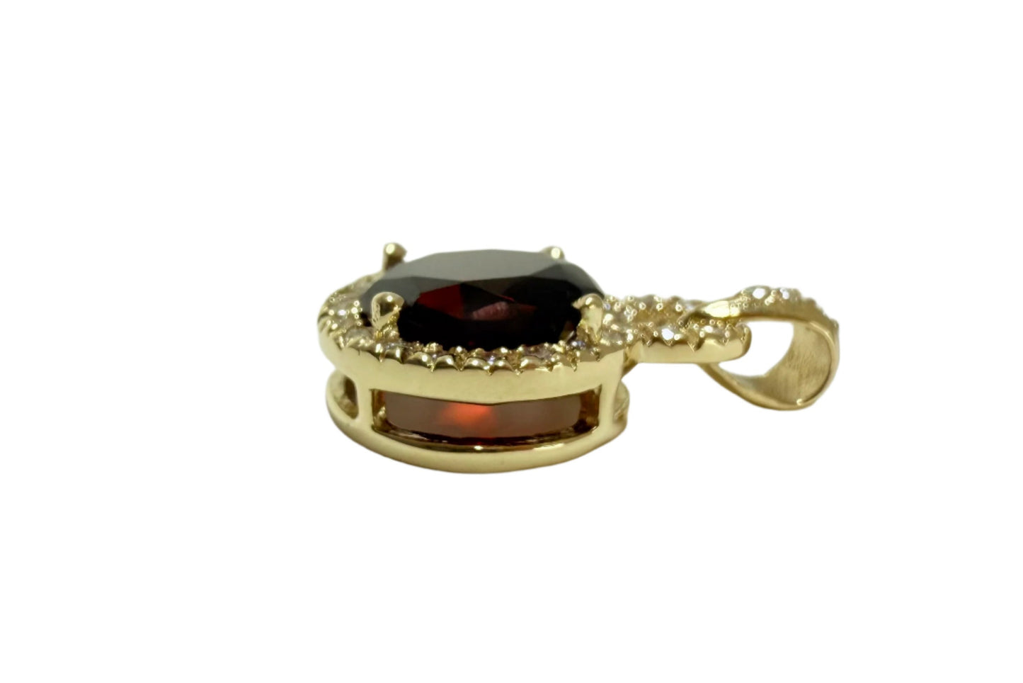 3.52 ct Genuine Round Garnet & 0.243 ct Diamond Pendant