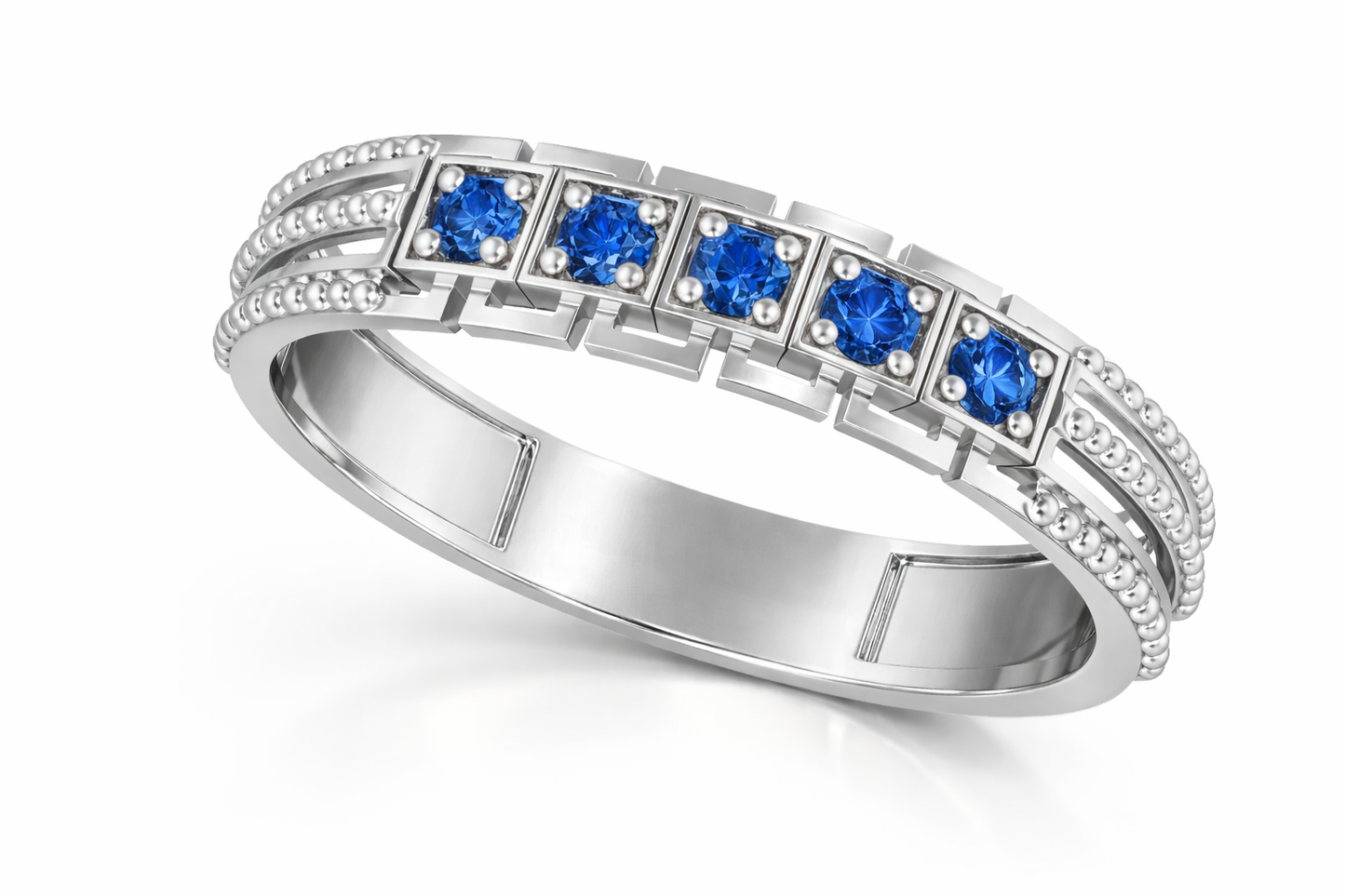 0.15 ctw Five Blue Sapphire Stone Ring