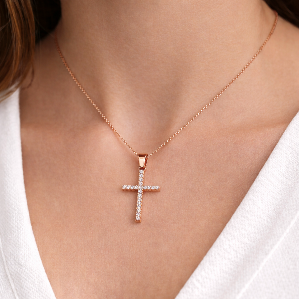 .19 ctw Round Tennis Diamond Cross Pendant
