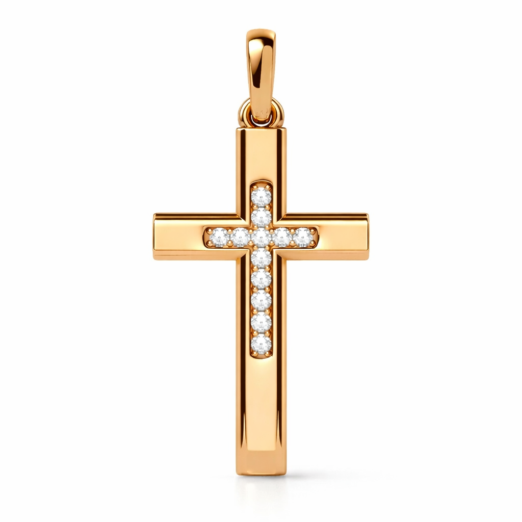 .09 ctw Round Diamond Cross Pendant