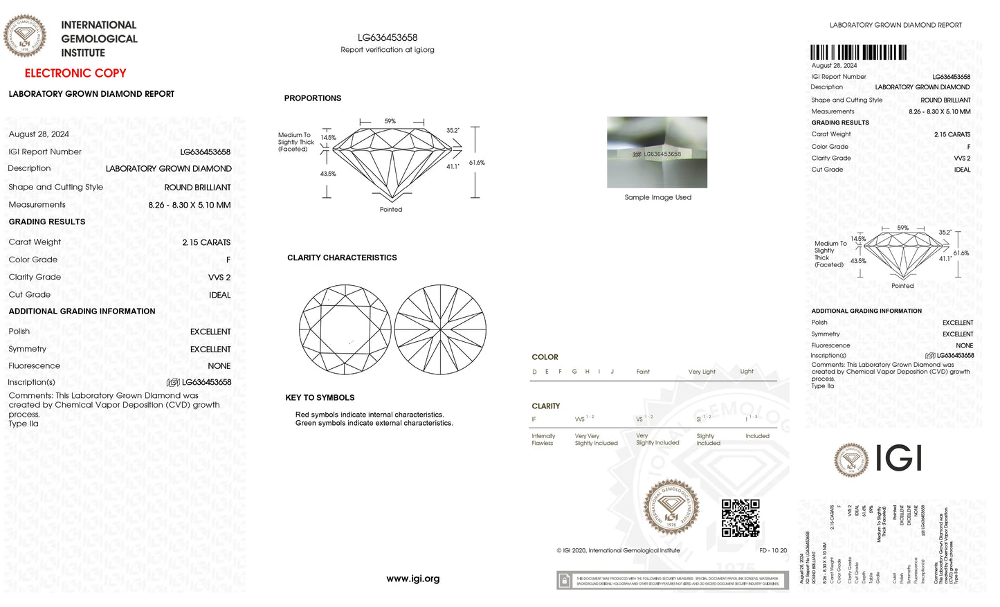 2.15 Carat F VVS2 Round Cultivated Diamond