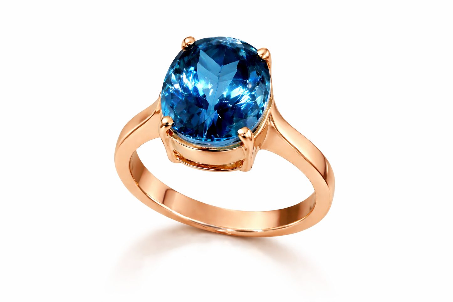10.26 ct Genuine Blue Topaz Oval Ring