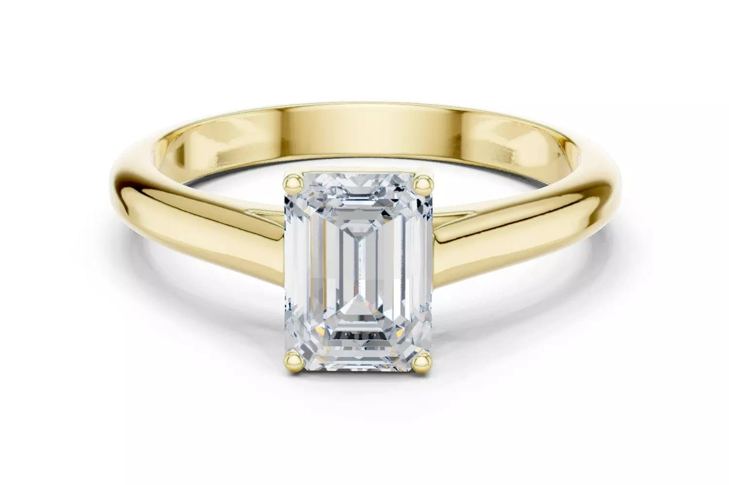 1.00 ctw Emerald Diamond Solitaire Cathedral Setting Engagement Ring