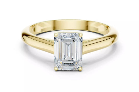 1.00 ctw Emerald Diamond Solitaire Cathedral Setting Engagement Ring