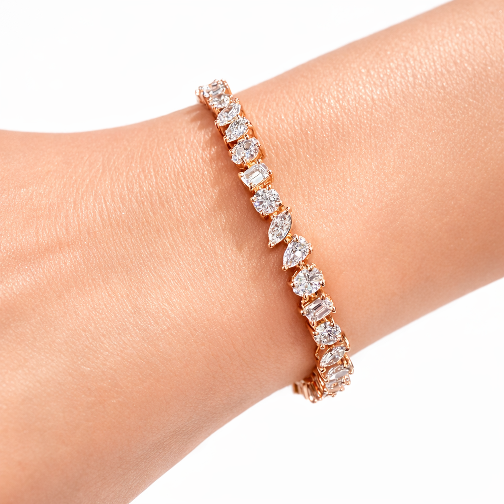 9.25 ctw Five Shape Diamond Tennis Bracelet