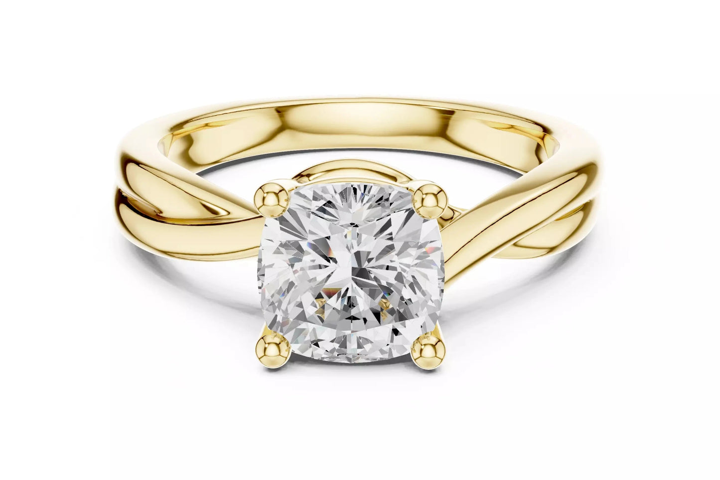 2.00 ctw Cushion Diamond Solitaire Cross Over Engagement Ring