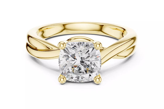 2.00 ctw Cushion Diamond Solitaire Cross Over Engagement Ring
