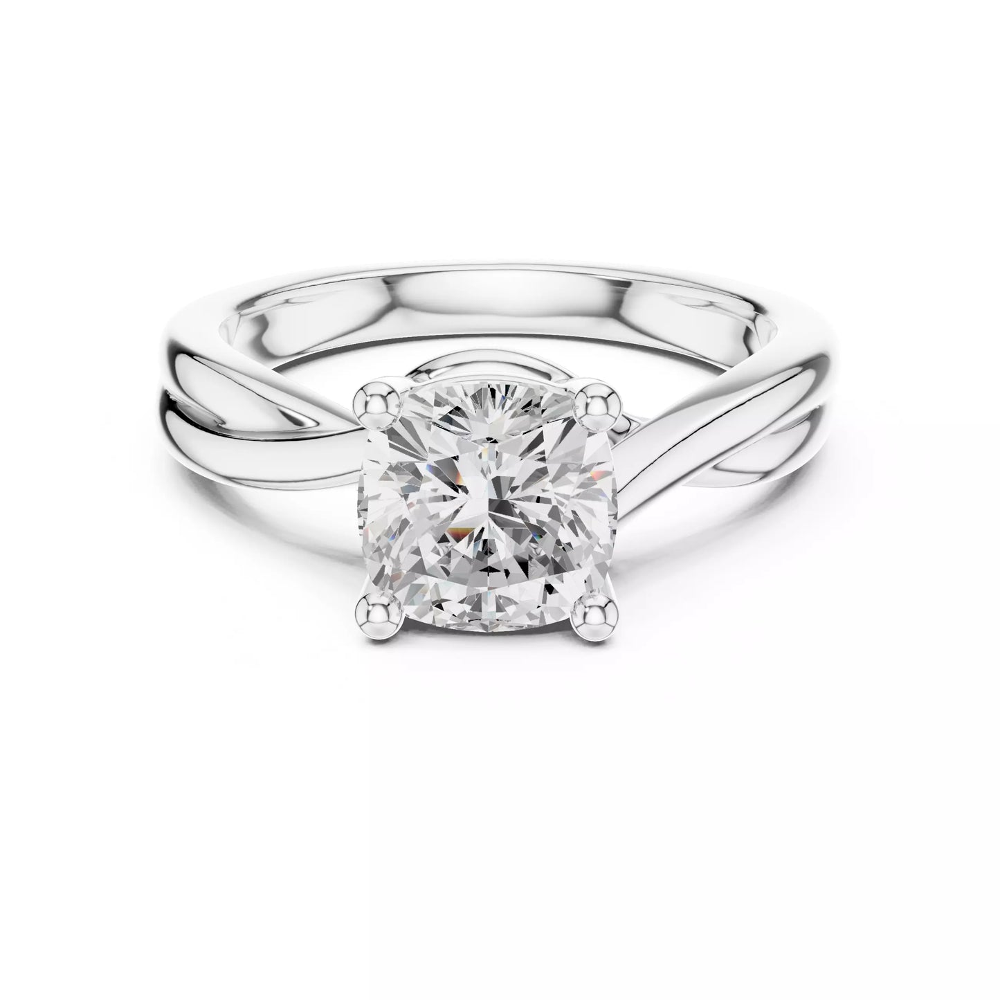 2.00 ctw Cushion Diamond Solitaire Cross Over Engagement Ring