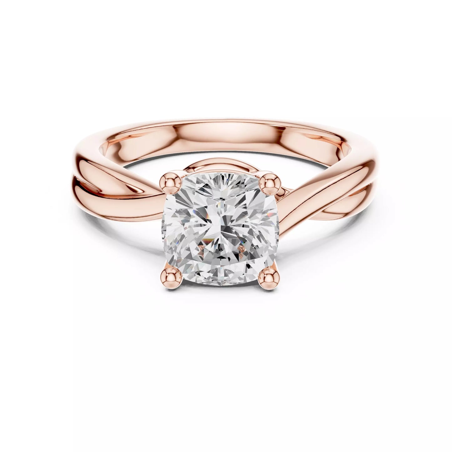 2.00 ctw Cushion Diamond Solitaire Cross Over Engagement Ring