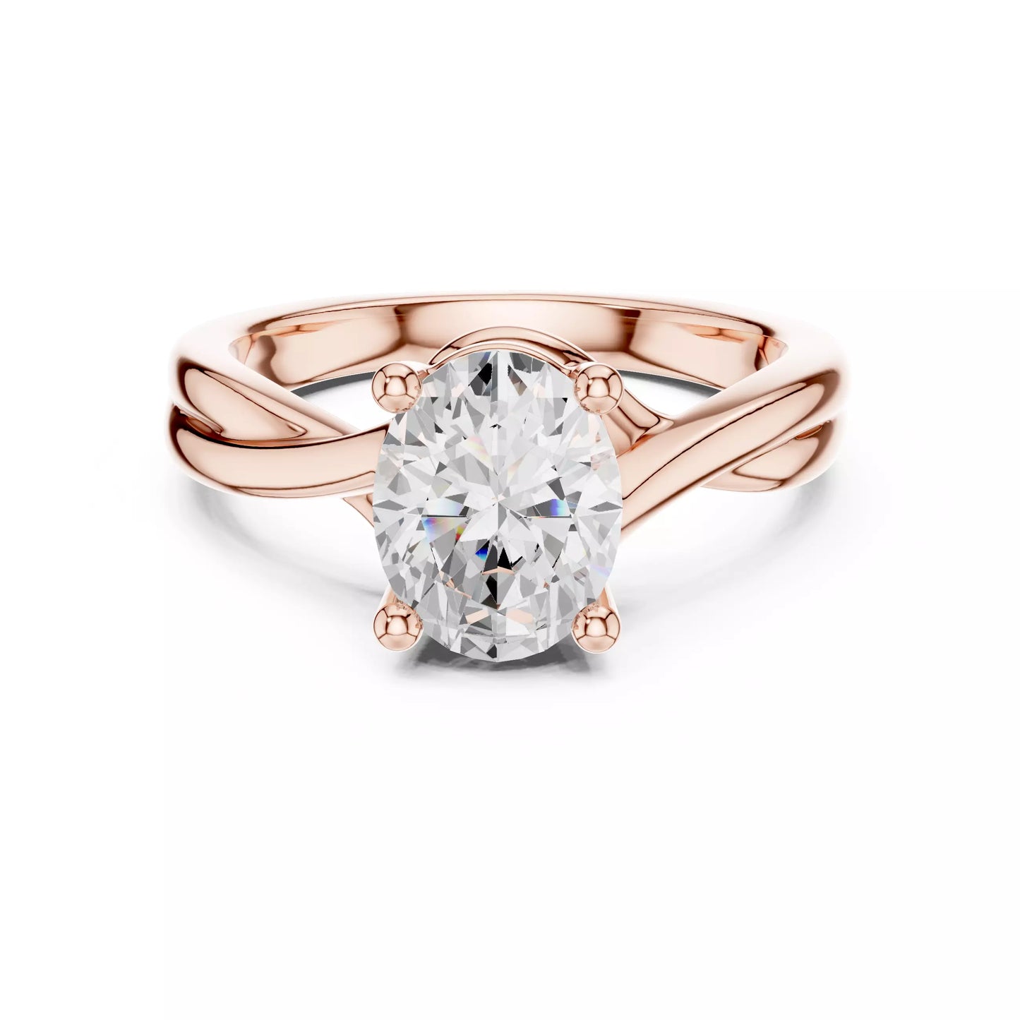 2.00 ctw Oval Diamond Solitaire Cross Over Engagement Ring