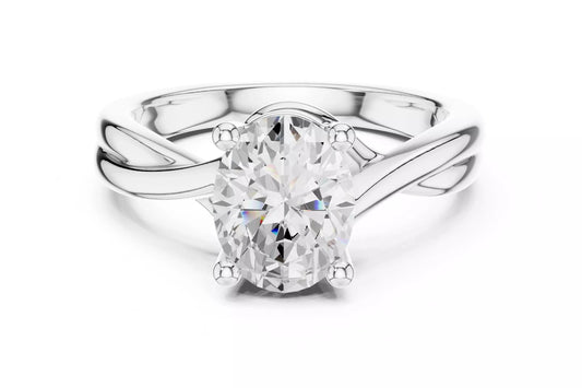 2.00 ctw Oval Diamond Solitaire Cross Over Engagement Ring