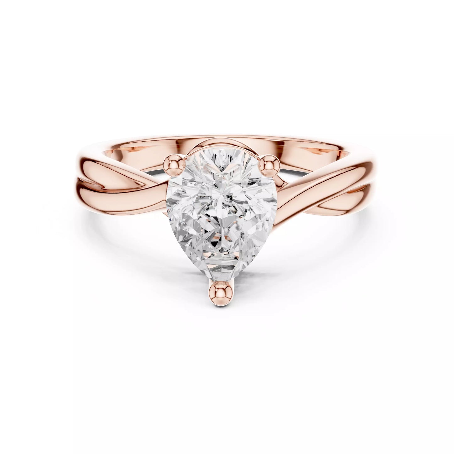 2.00 ctw Pear Diamond Solitaire Twist Split Shank Engagement Ring