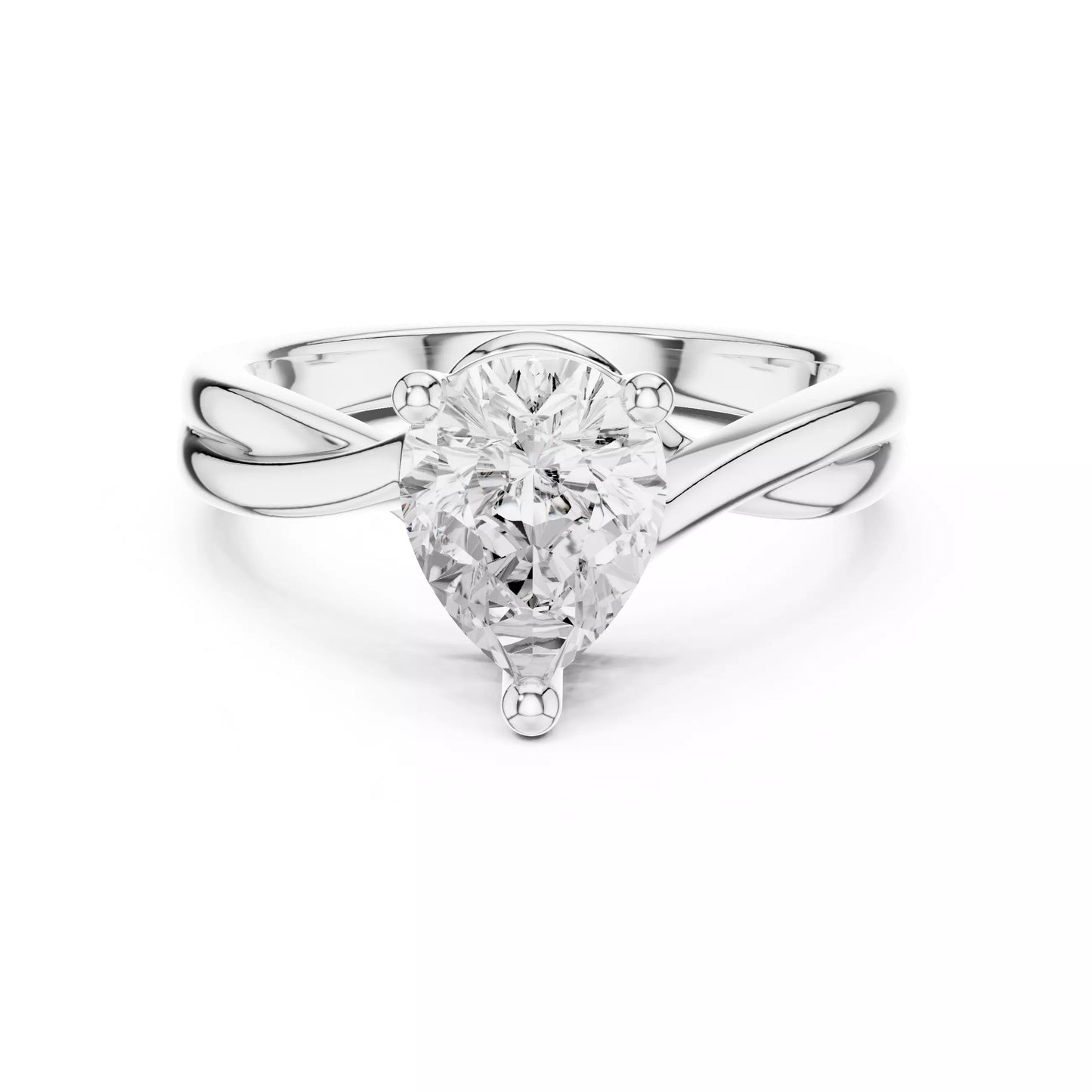 2.00 ctw Pear Diamond Solitaire Twist Split Shank Engagement Ring