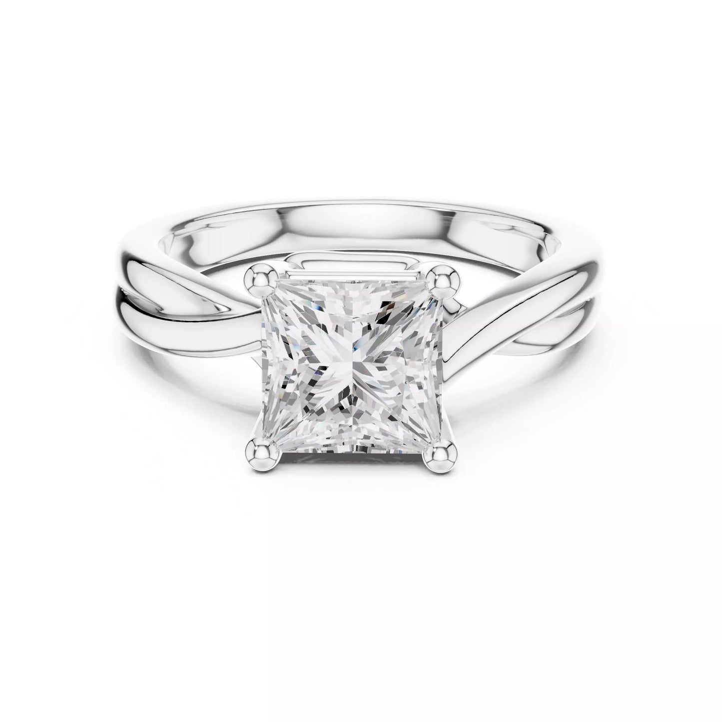 2.00 ctw Princess Diamond Solitaire Cross Over Engagement Ring