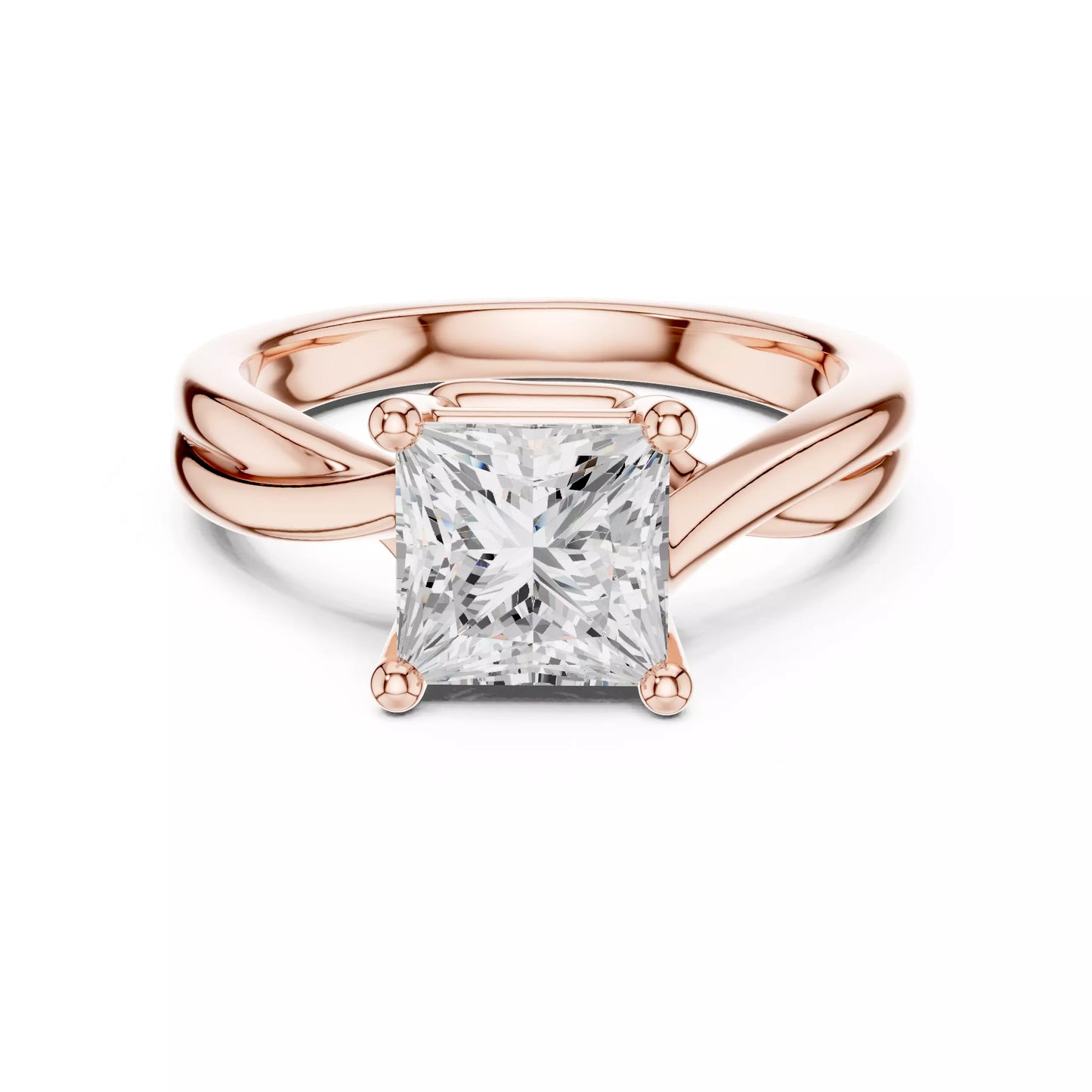 2.00 ctw Princess Diamond Solitaire Cross Over Engagement Ring