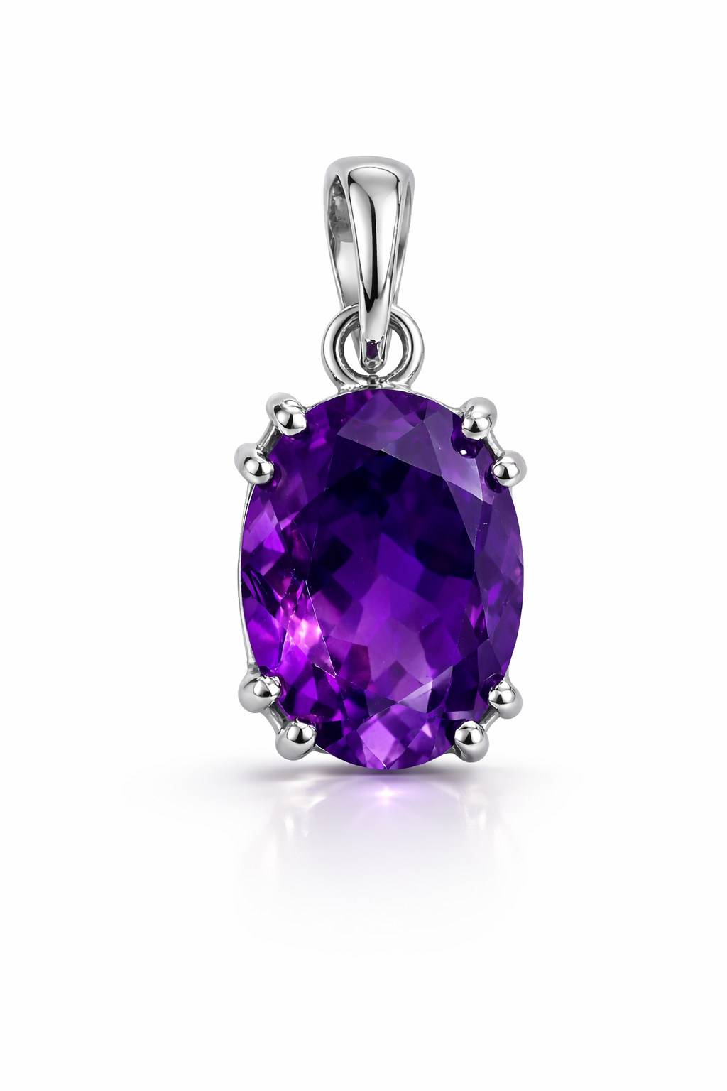 11.3mmx9.06mm Genuine Amethyst Oval Pendant