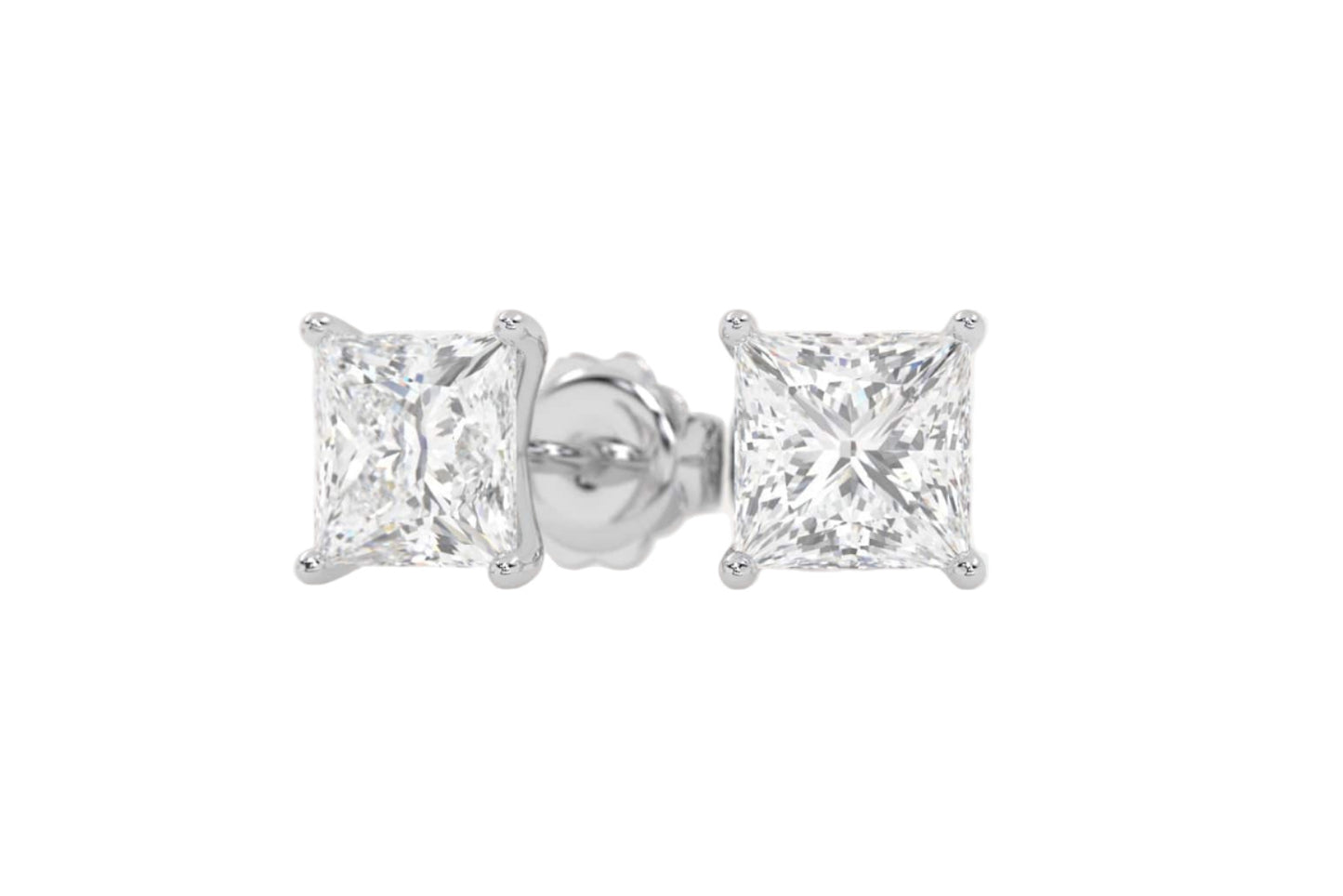 3.6mm Princess Diamond Stud Earrings