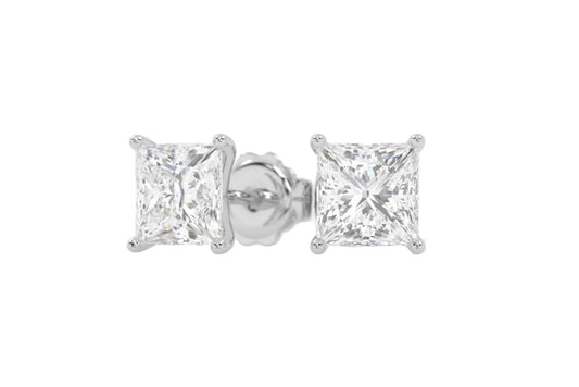 3.6mm Princess Diamond Stud Earrings