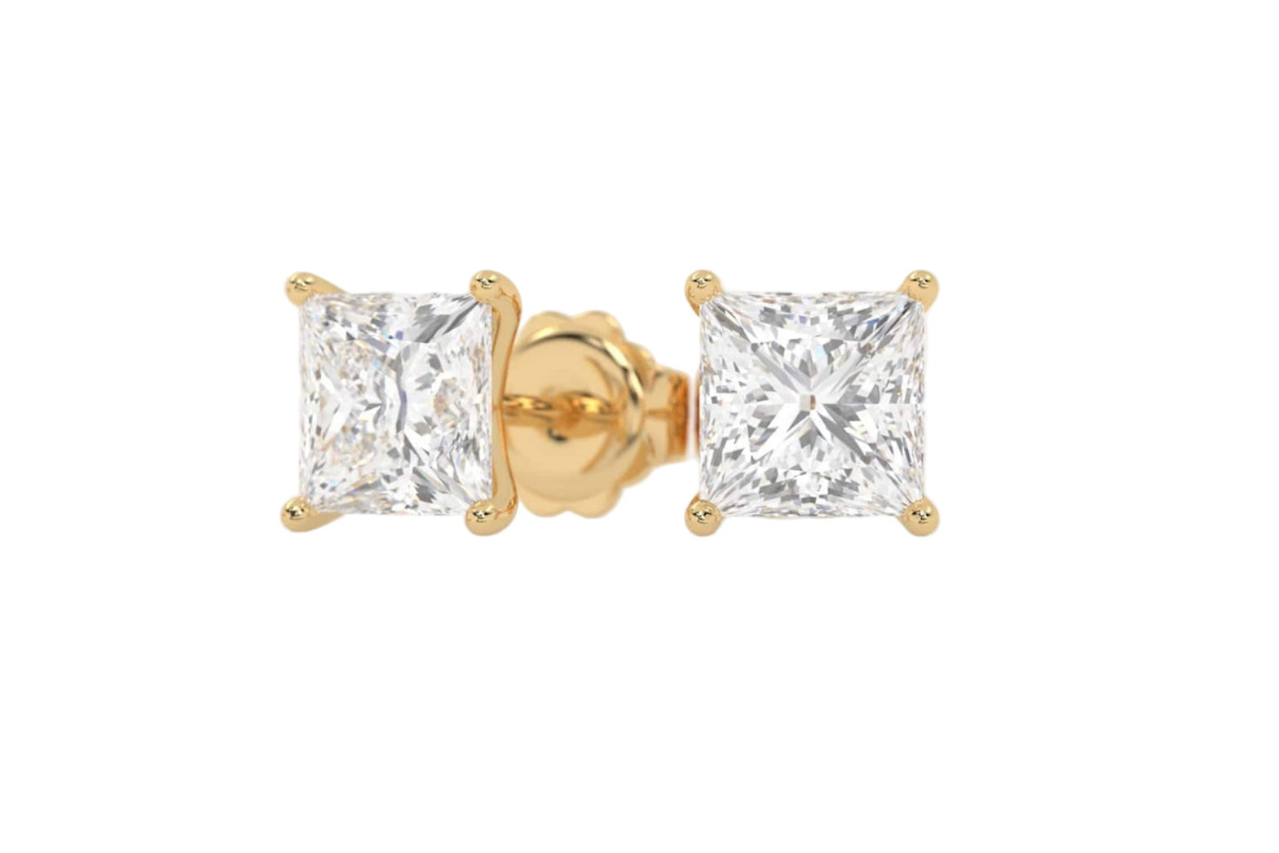 3.6mm Princess Diamond Stud Earrings