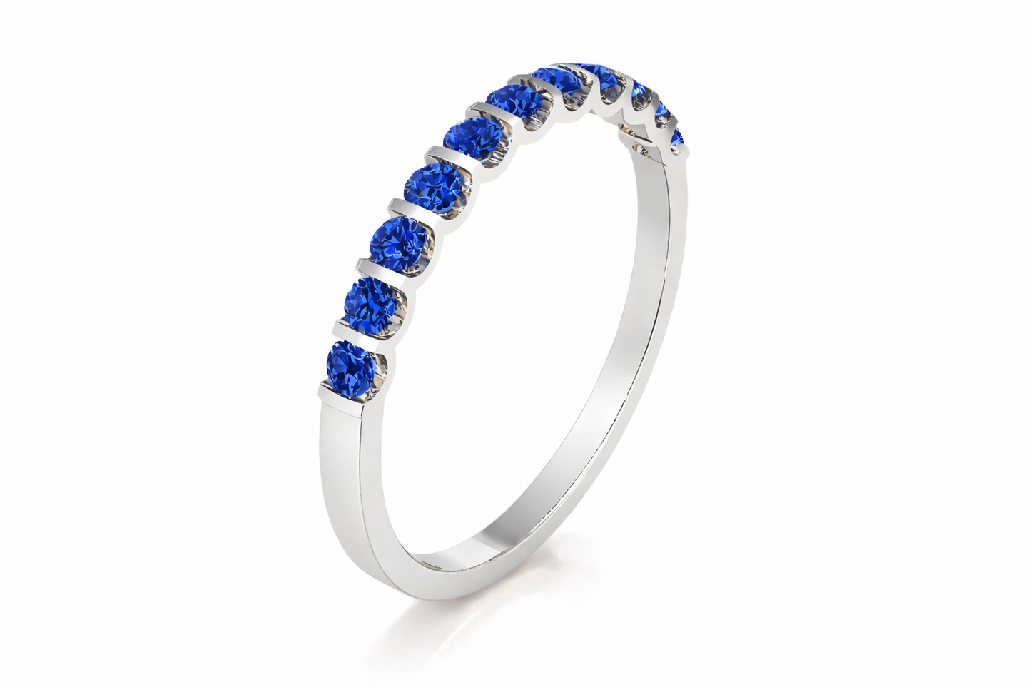 0.55 ctw Half Eternity Blue Sapphire Ring
