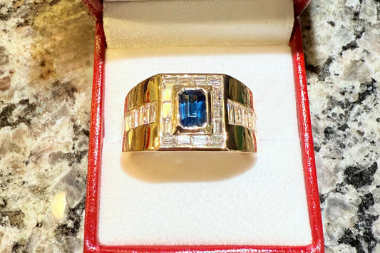 4.96 ctw Mens Sapphire Diamond Ring