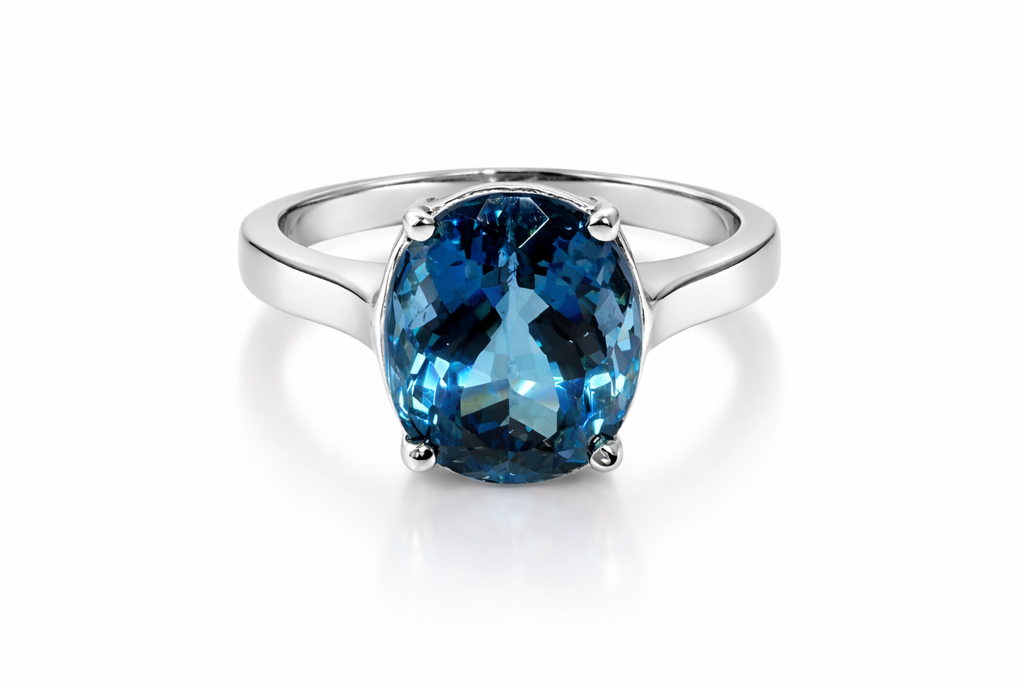 10.26 ct Genuine Blue Topaz Oval Ring