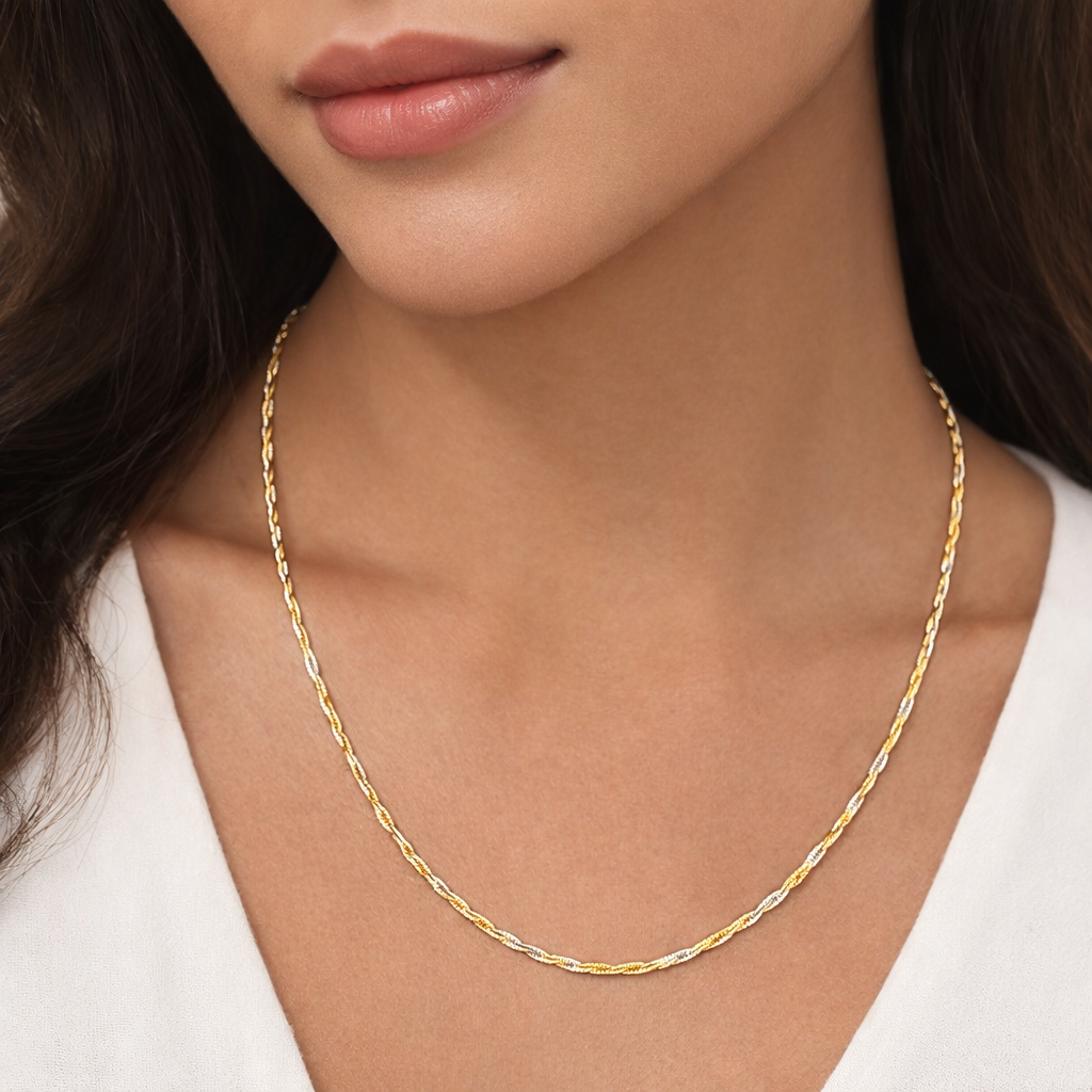 Two Tone White And Yellow Gold Chain