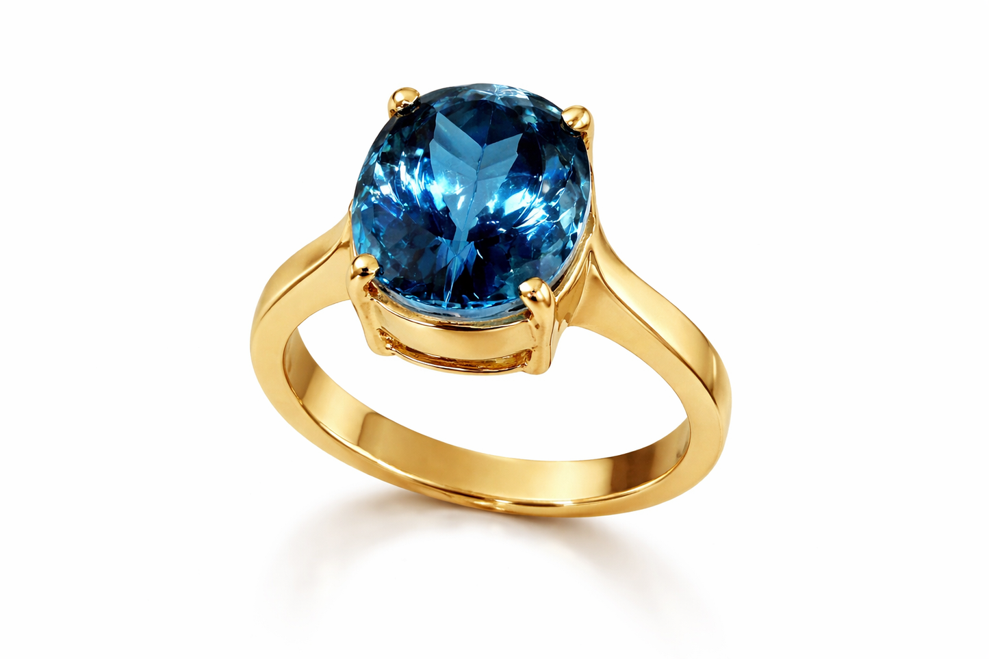 10.26 ct Genuine Blue Topaz Oval Ring