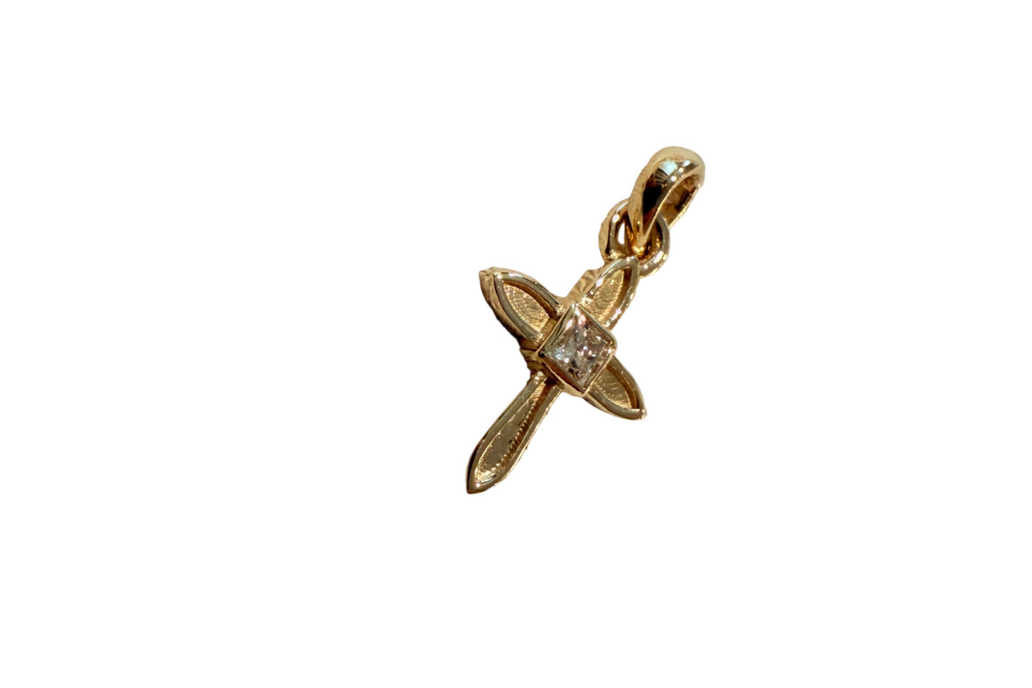 .09 ctw Princess Diamond Cross Pendant