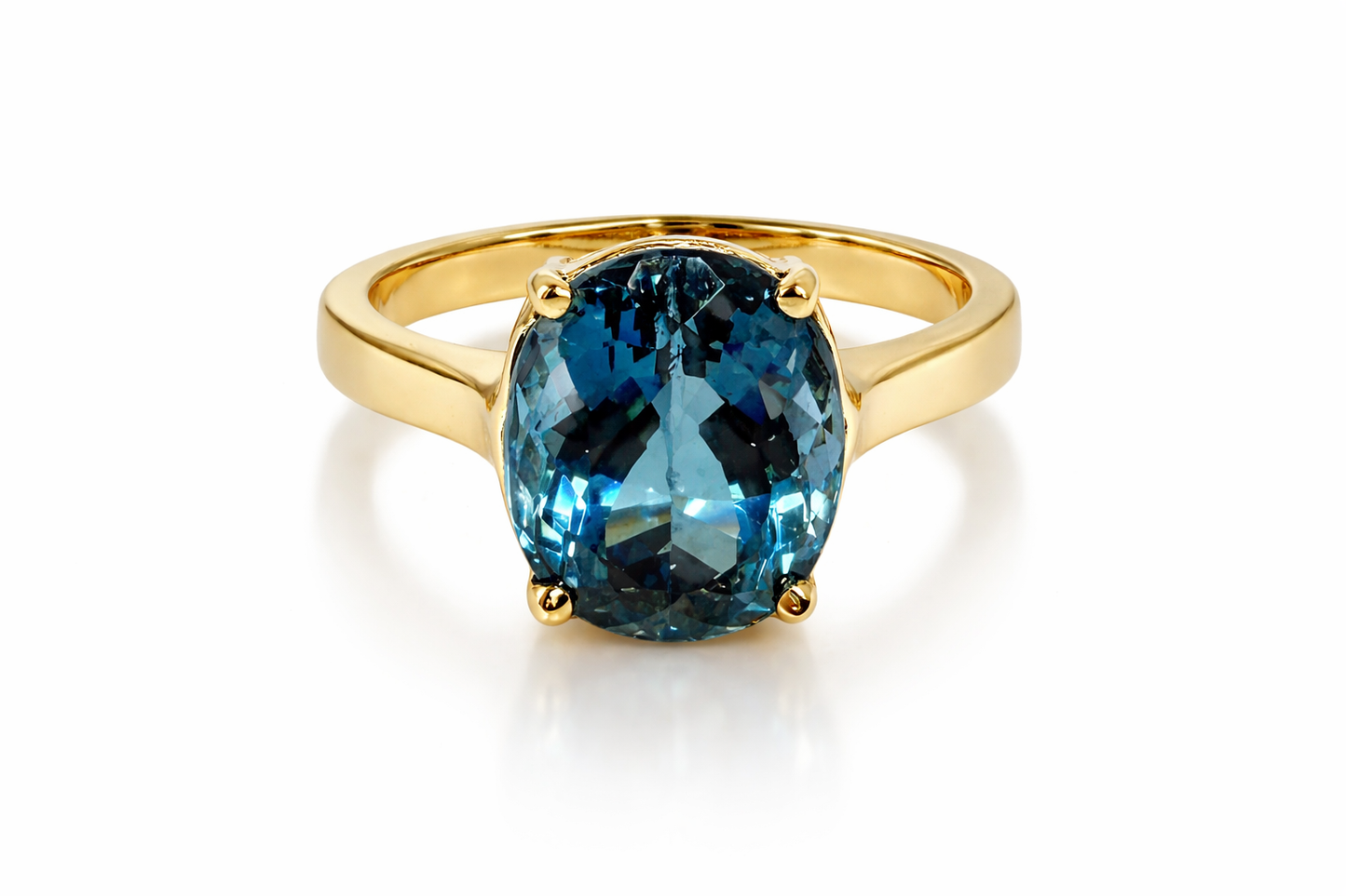 10.26 ct Genuine Blue Topaz Oval Ring