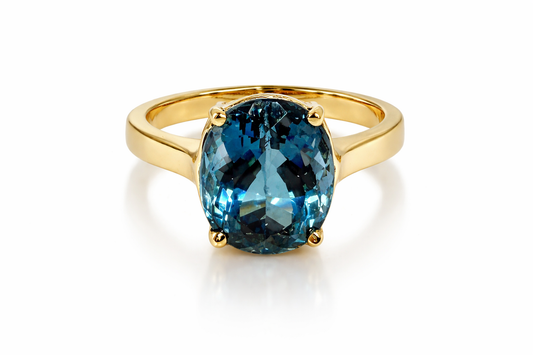 10.26 ct Genuine Blue Topaz Oval Ring
