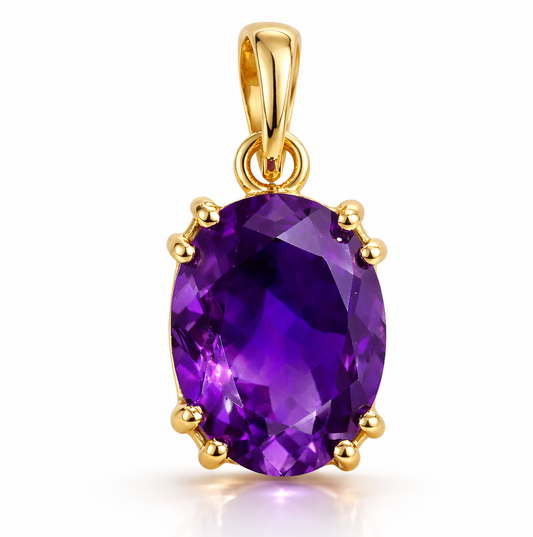 11.3mmx9.06mm Genuine Amethyst Oval Pendant
