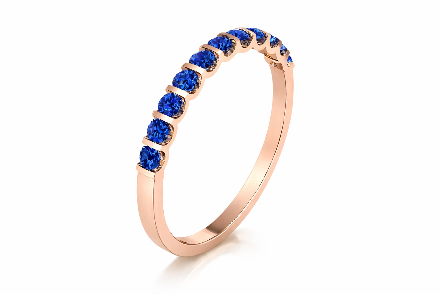 0.55 ctw Half Eternity Blue Sapphire Ring