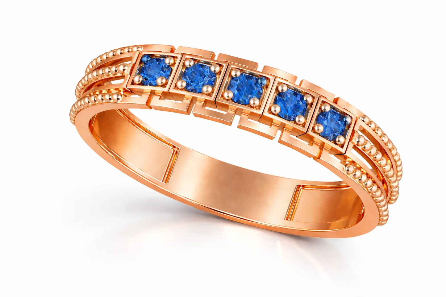 0.15 ctw Five Blue Sapphire Stone Ring