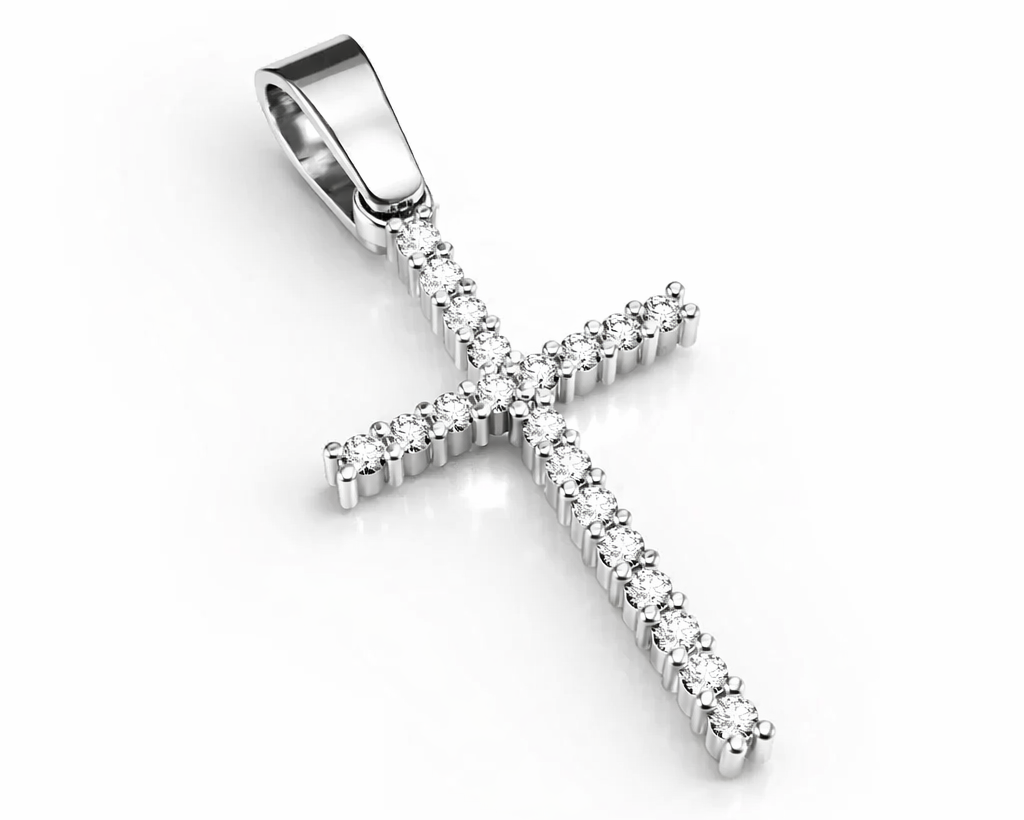 .19 ctw Round Tennis Diamond Cross Pendant