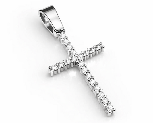 .19 ctw Round Tennis Diamond Cross Pendant