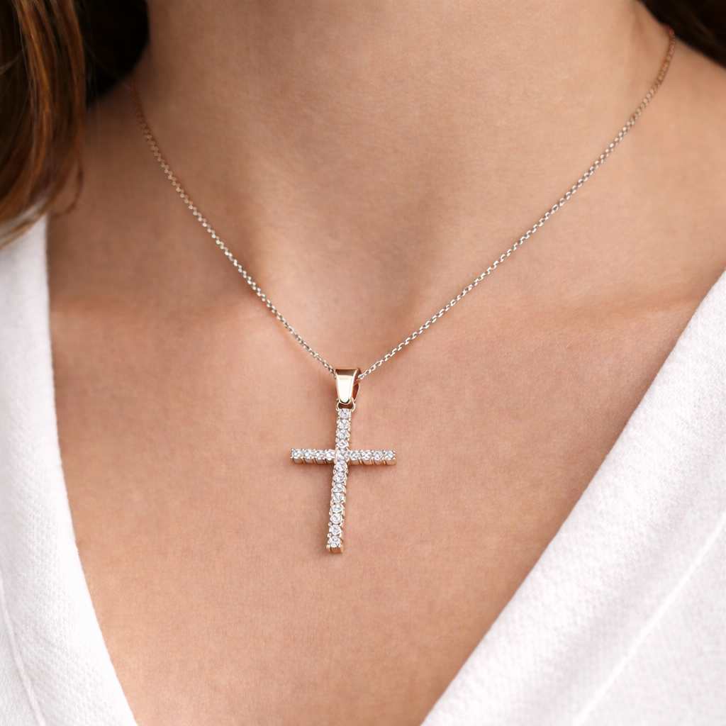 .19 ctw Round Tennis Diamond Cross Pendant