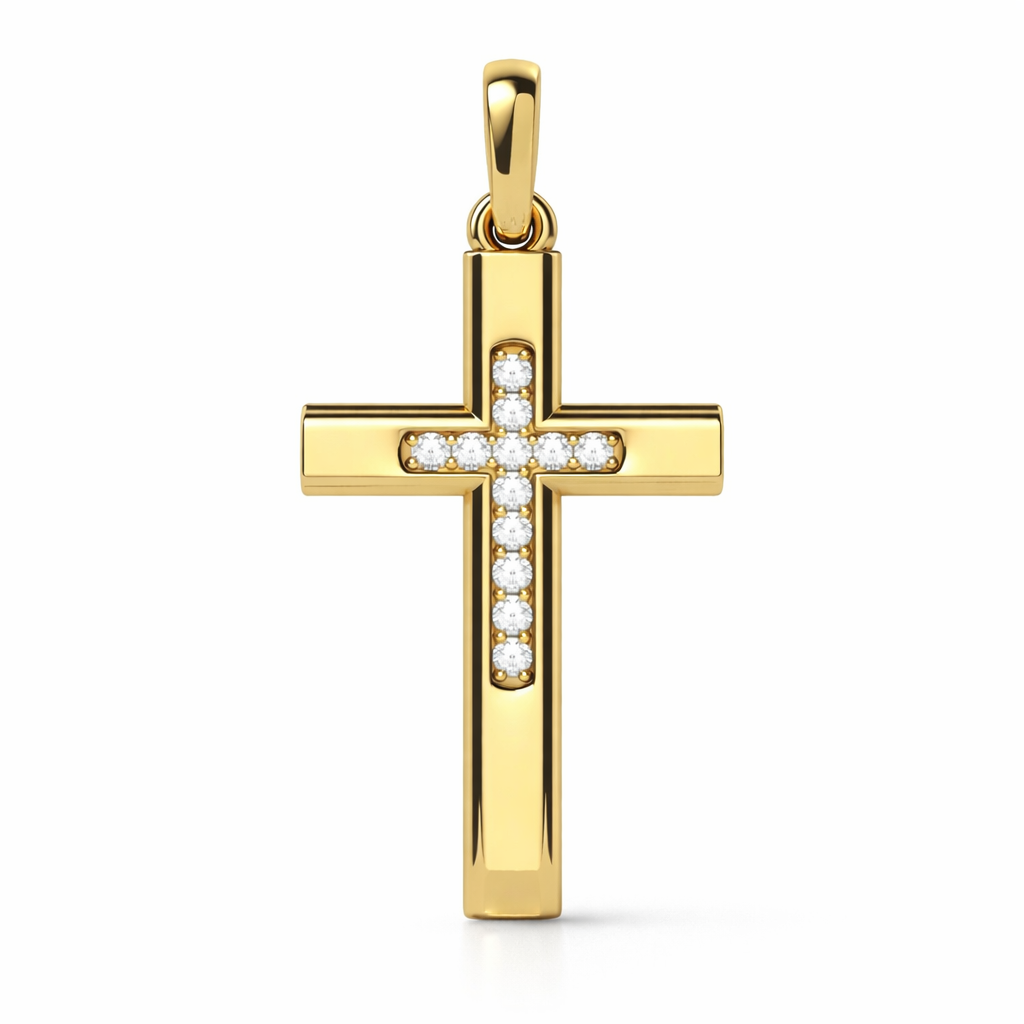 .09 ctw Round Diamond Cross Pendant
