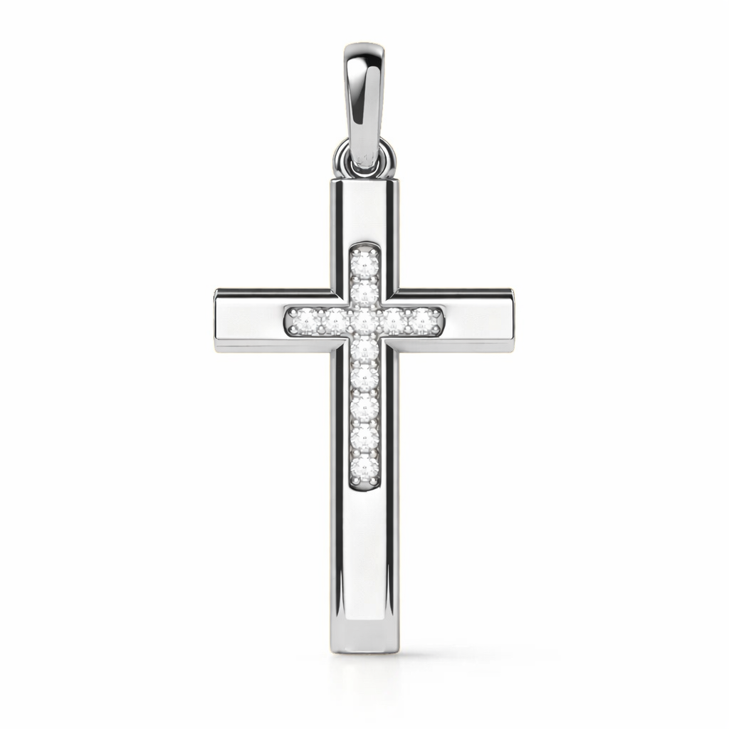 .09 ctw Round Diamond Cross Pendant