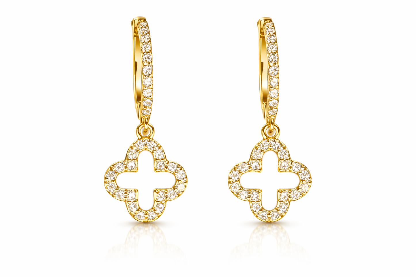 .72 ctw Flower Clover Diamond Hoop Earrings