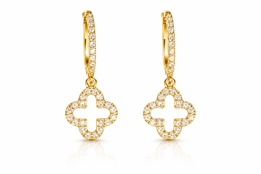 .72 ctw Flower Clover Diamond Hoop Earrings