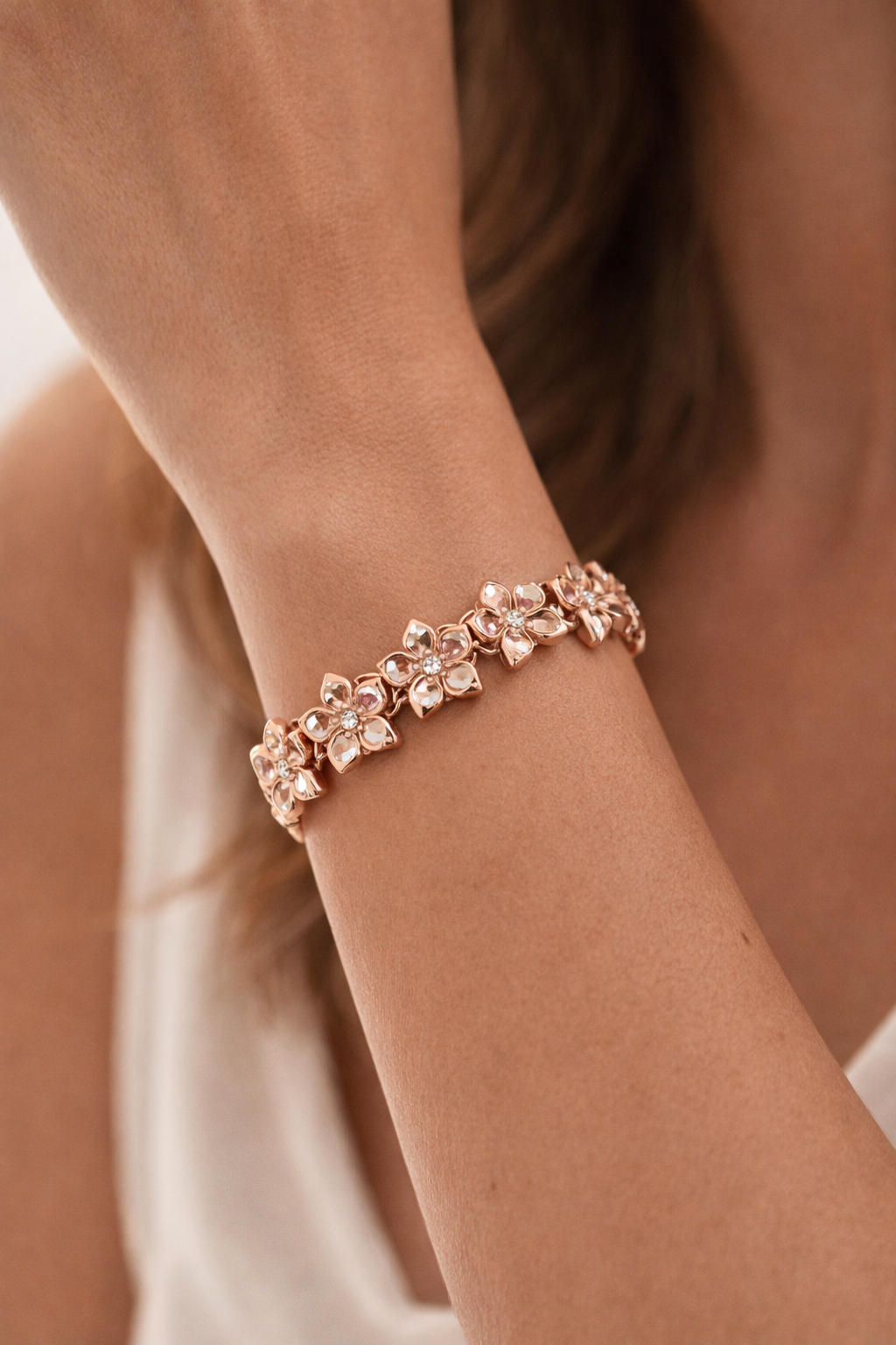 .72 ctw Hawaiian Flower Plumeria Diamond Bracelet