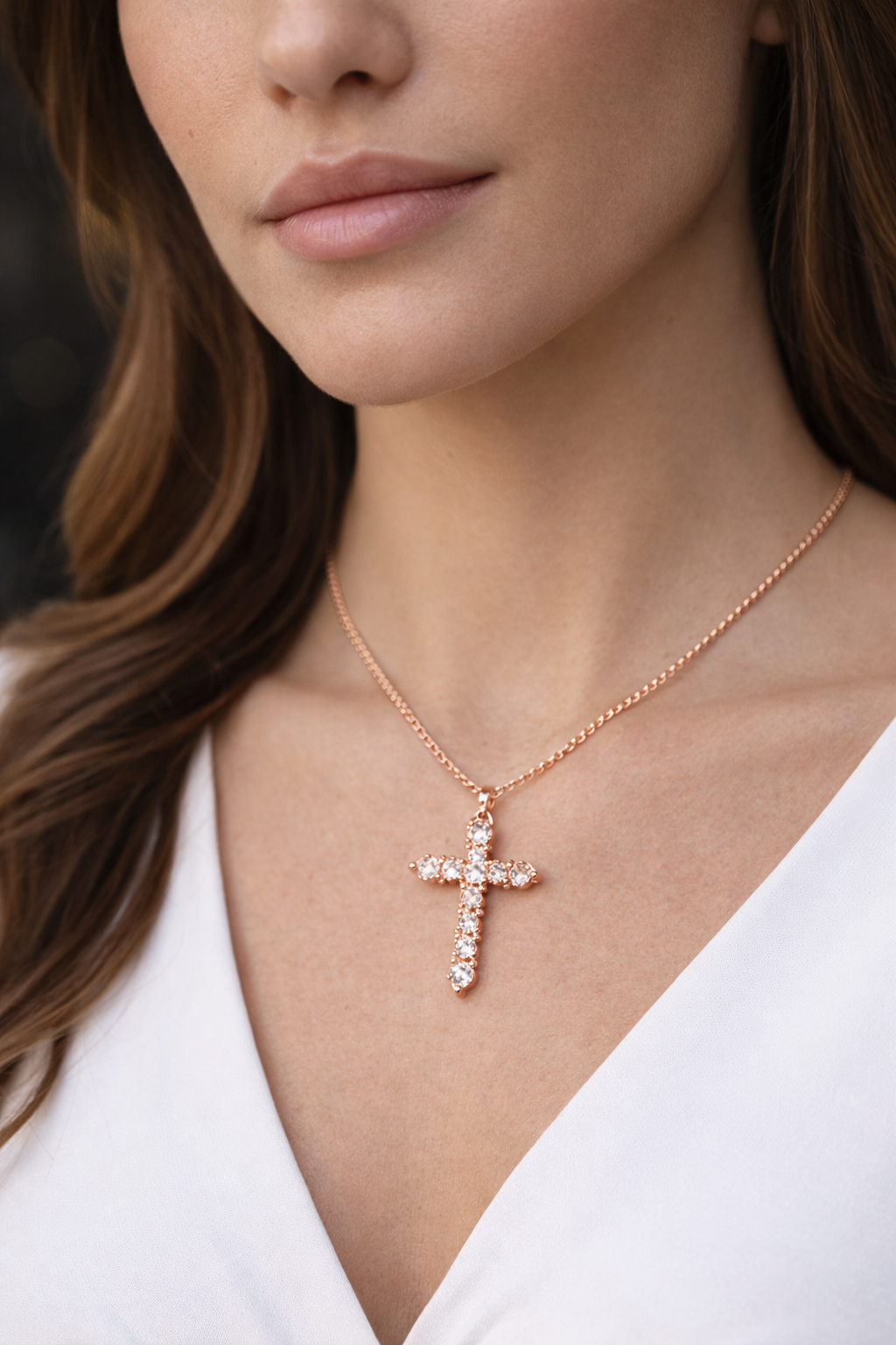 1.1 ctw Round Tennis Diamond Cross Pendant