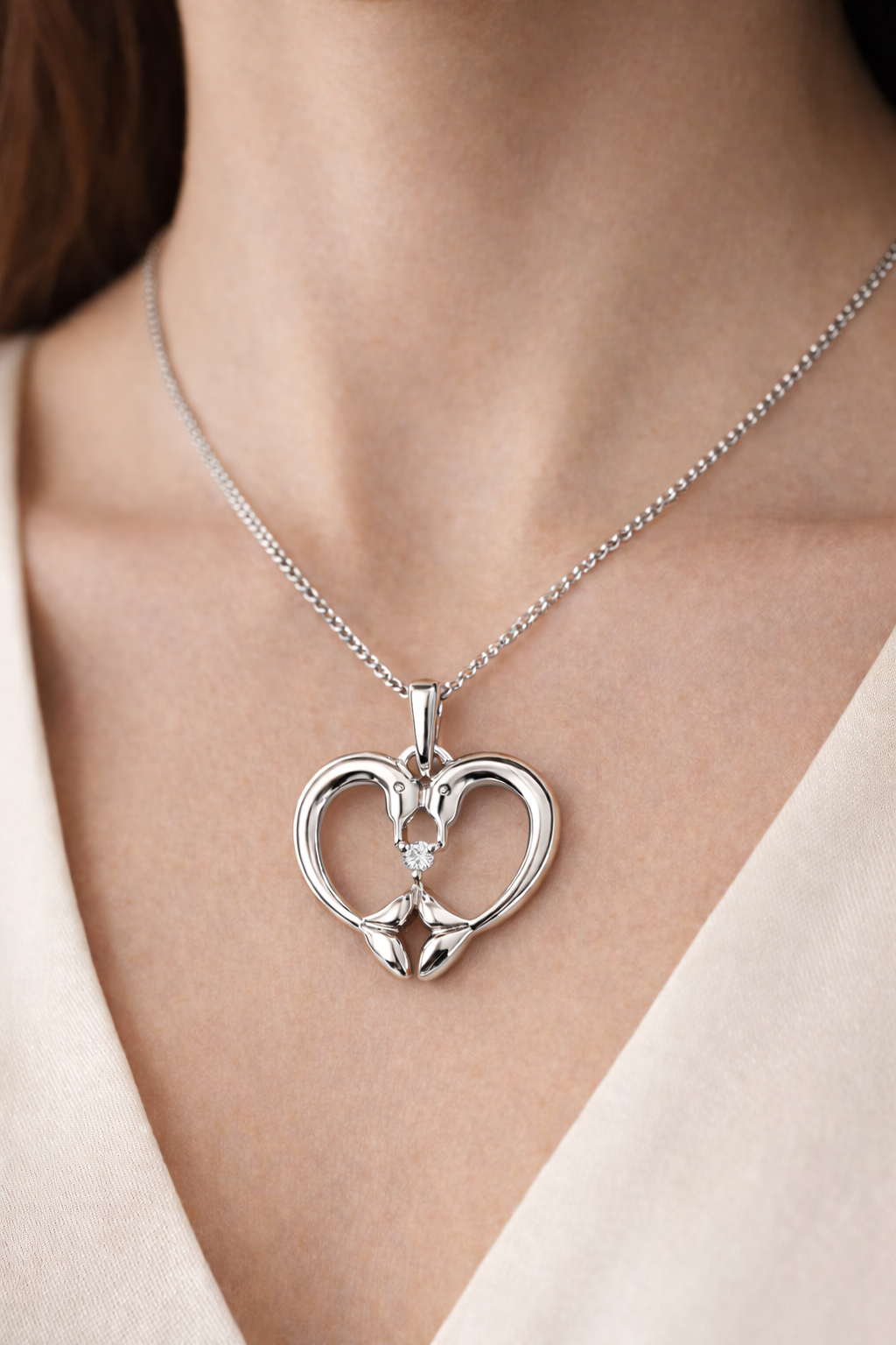 0.03 ct Diamond Dolphin Pendant