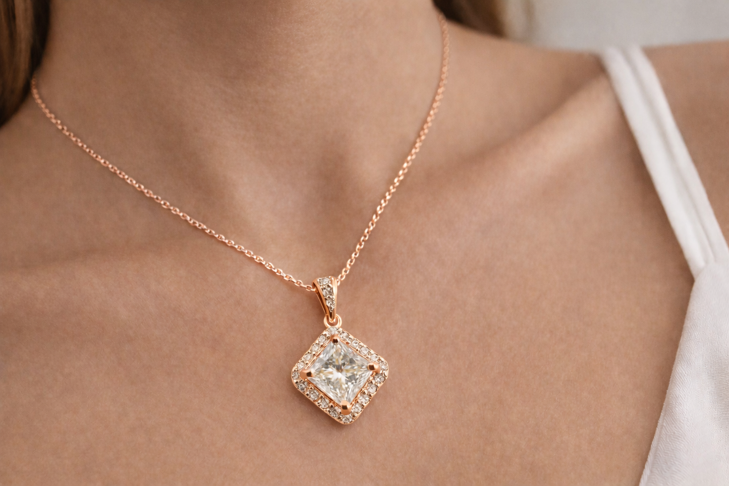1.397 ctw Princess Cut Diamond Pendant