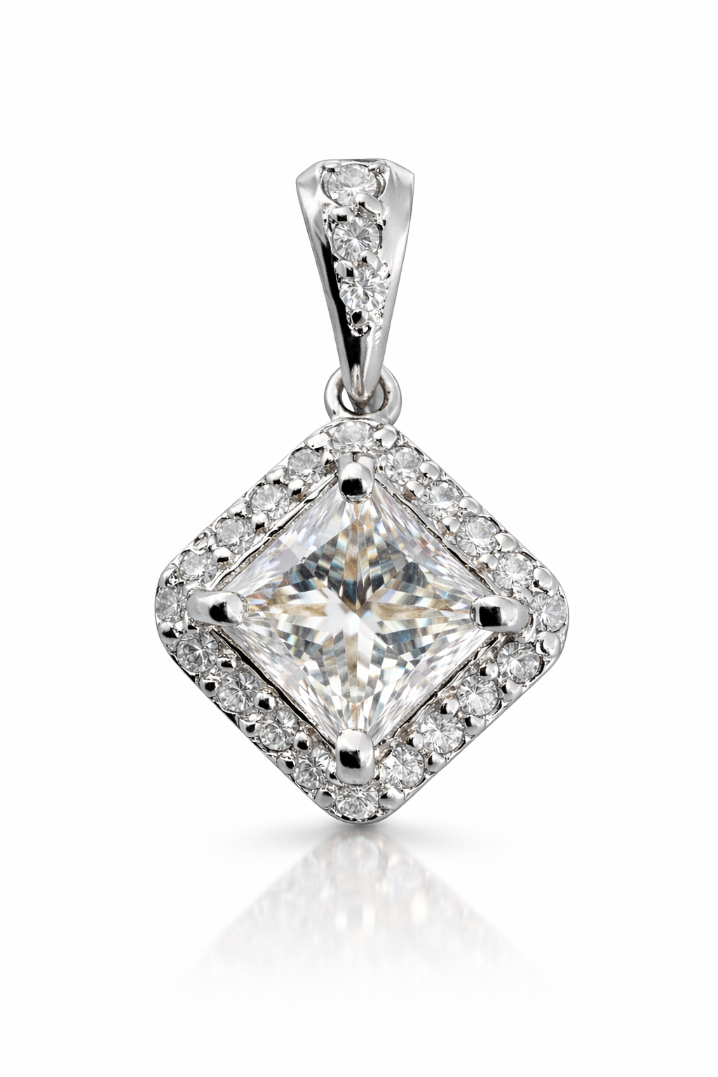 1.397 ctw Princess Cut Diamond Pendant